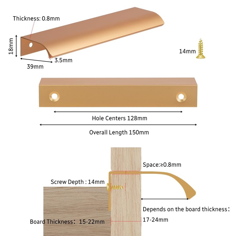 Flintronic 6 Pack Modern Gold 150mm x 128mm Aluminum Alloy