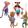Set of 4 Christmas Felt Animal Athletes Ornaments, 5" Mini