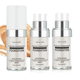 Color Changing Foundation,Seamless Tone-Matching,Long-Lasting Hydration Nourishment, Liquid Makeup Base Nude Face Cover Concealer Cream, Warm Skin Tone Moisturizing Cover, 30 mL(2Pcs)