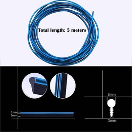 Car Interior Trim Strip, CTRICALVER 5M Car Moulding Trim Strip, Car Gap Decoration Strip DIY Flexible Strip Garnish Accessory, Interior Trim Accessories (Electroplating Blue) + Yellow Scraper