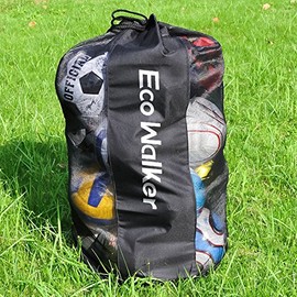 Eco Walker Ball Bag Holds 16 Pieces Footballs, Durable Mesh Fabric, Drawstring with Adjustable Shoulder Strap and Thick Handle