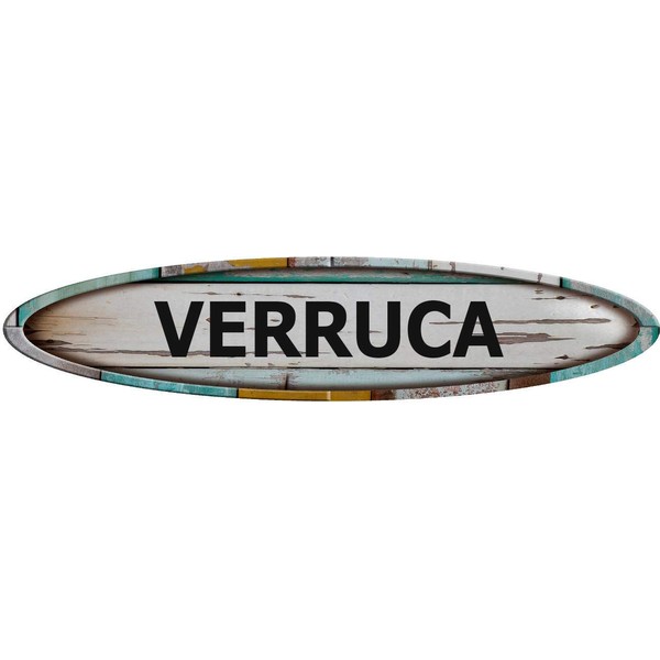 VERRUCA Long Oval Shaped Weathered Rustic Painted Wood Look Decal