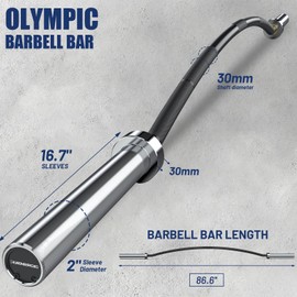 E.T.ENERGIC 7FT Olympic Barbell Bar Load 1000LBS Capacity Available Men's Barbell with Hard Chrome Sleeves for 2" Olympic Plates