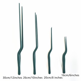 4 Pcs Professional Chef Stainless Steel Kitchen Cooking Tweezers Precision Tongs Plating Decorating Tool Kit (Green)