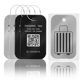 PIKEEPER Smart Luggage Tags for Suitcase 4-Pack (2S2B) - Waterproof QR Code ID Labels, Show Scanner’s Location on Scan, Customizable & Durable Travel Tags for Backpack, Securely Hide Personal Info