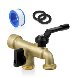 Outdoor Garden Water Faucet with Double Outlet, Outside Wall Mounted Garden Water Faucet with Two 3/4 Inch Brass Ball Valves, Rust & Frost-Proof Outdoor Spigot for Garden Hose (Copper, Female)