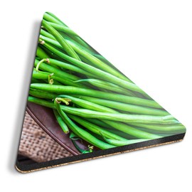 1 x Triangle Coaster - Fresh Green Home Grown Beans Cork Backed MDF Glossy Tea Coffee Accessory #21652