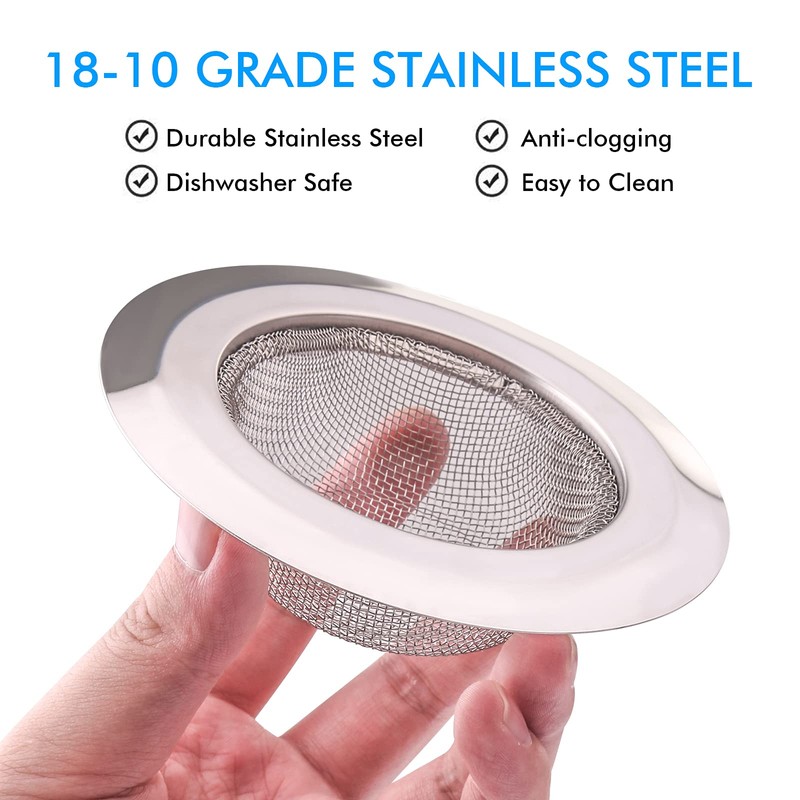 2Pcs Kitchen Sink Strainer, Stainless Steel Mesh Sink Drain Cover,