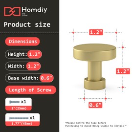 homdiy 30 Pack Brushed Brass Kitchen Cabinet Knobs Gold Cabinet Knobs, Gold Dresser Drawer Knobs Round Single Hole Knobs Cabinet Door Knobs Cabinet Hardware