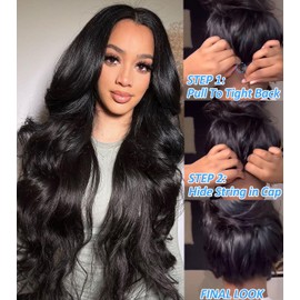 V Part Wig Human Hair Body Wave Upgrade Glueless Wigs Human Hair U part Half Wigs With Clip in Vpart Human Hair Wig Beginner Friendly Real Hair wigs for Women Natural Color 180% Density 16inch