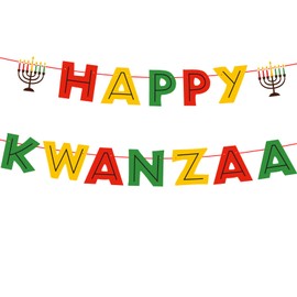Kwanzaa Decorations Pre-Strung African Heritage Holiday Kwanzaa Banner Decoration for Home Office Indoor Party Decor Supplies Favors