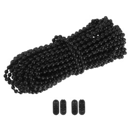 sourcing map 9.15 Meters (10 Yards) Roller Blind Bead Chain Cord Set POM Blinds Pull Bead Chain Accessories with 2Pcs Connectors Ball Beaded Chain Cord Holder Kit, Black