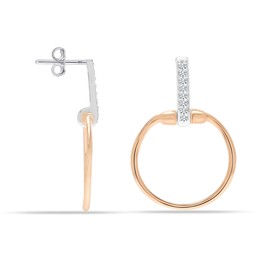 LeCalla 925 Sterling Silver Two-Tone Classique Parisienne Cubic Zirconia Earrings for Women Teen