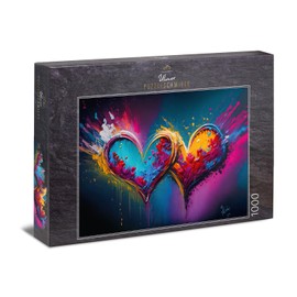 Ulmer Puzzleschmiede - Colourful Heart Puzzle 1000 Pieces Forever - Colourful Love Motif with Energy and Emotion - Quality Made in Germany