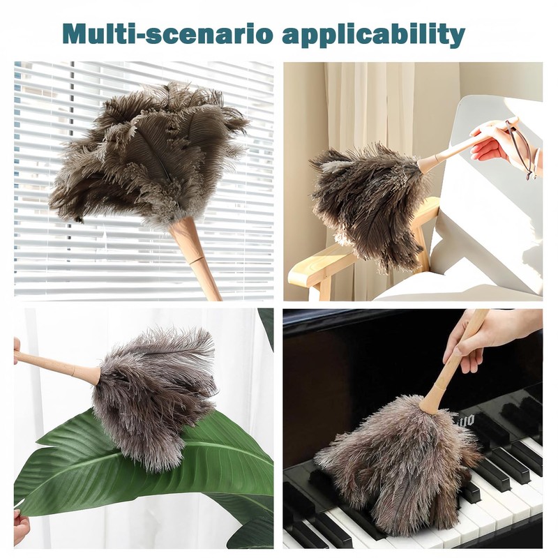Feather Duster, Feather Dusters for Cleaning Ddzmz Fluffy Natural Genuine