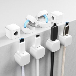 ATARAXIA HOME - Pack of 8 Magnetic Cable Ties - Magnetic Cable Holder - Magnetic Cable Holder, Desk Cable Holder, Ideal for Home and Office Cables (White)