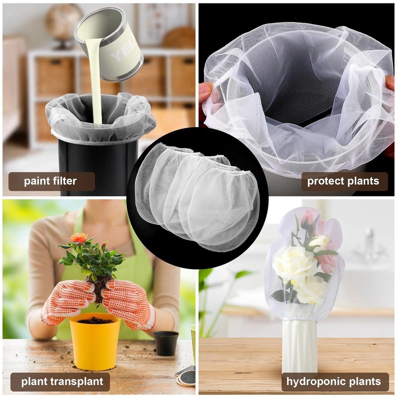 5Pcs Paint Strainer Bags, Fine Mesh Disposable Bucket Strainer with