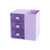 AIMALL 3-Drawer Pen Organizer, Multi-Purpose Purple Storage Box, Plastic Cosmetic