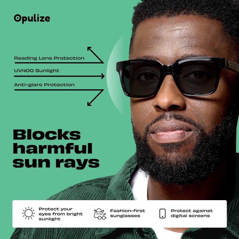 OPULIZE ERA Reading Sunglasses for Men & Women - Black