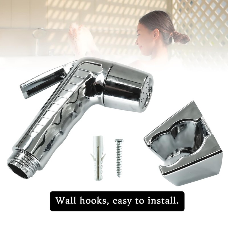 ciciment Chrome Trigger Handheld Shower Head Kit with Hook,59in ABS