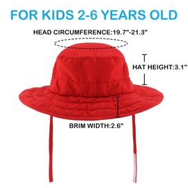 Connectyle Kids UPF 50+ Bucket Sun Hat UV Sun Protection Hats Wide Brim Summer Beach Hat Red