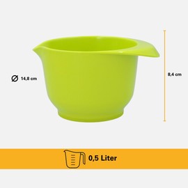 Birkmann Colour Bowls, Mixing and Serving Bowl, Small, 0.5 Litres, Melamine Bowl, Scratch-Resistant, Stable, Sustainable, Lime, 708648