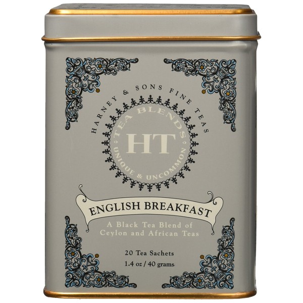 Harney & Sons English Breakfast, 20 Teabags per Pack, (Pack of 4)