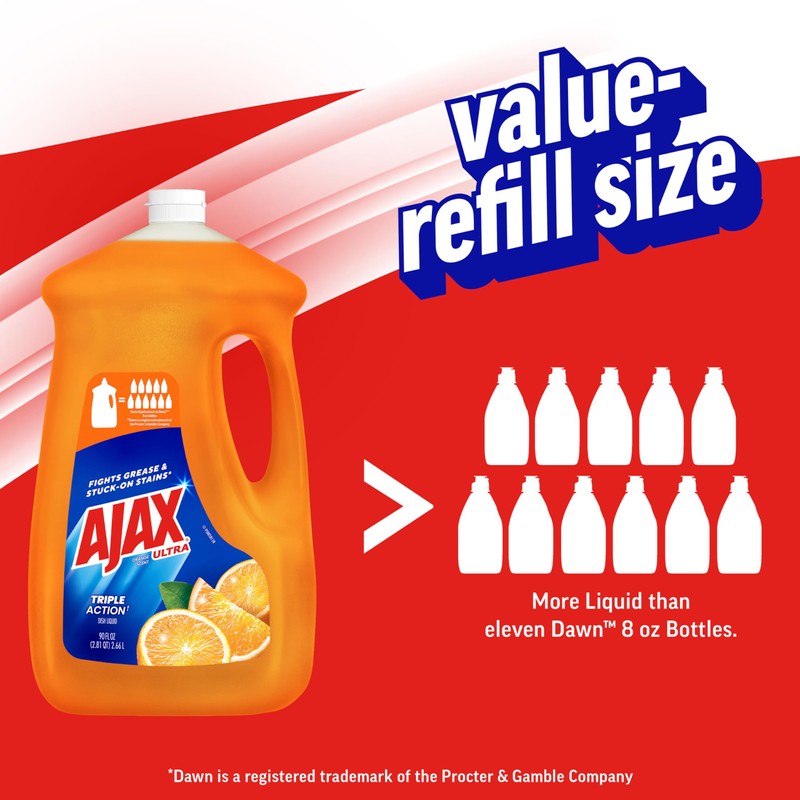 Ajax Ultra Liquid Dish Soap Orange Scent, Triple Action, 90