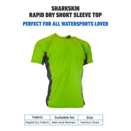 Sharkskin Rapid Dry Rashie, Short Sleeve Top, Lightweight Swimsuit Top with Sun Protection and Water-Repellent Technology, Lime Green, Small