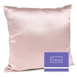 Zenssia 100% Mulberry Silk Pillowcase 80 x 80 cm for Hair and Skin with Hidden Zip Super Soft Breathable 1 Piece Peach Pink