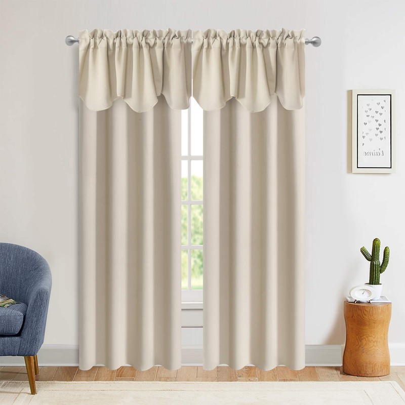 Aquazolax Window Treatments Curtain Valance Rod Pocket Top Scalloped Valance