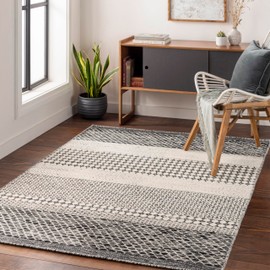 Mark&Day Wool Rugs, 2x3 Tervoort Global Black Area Rug, Blue Beige Carpet for Living Room, Bedroom or Kitchen (2' x 3')