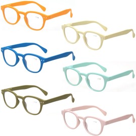 Reading Glasses 6 Pack Great Value Quality Readers Spring Hinge Color Glasses (6 Pairs MIx Color, 4.00)