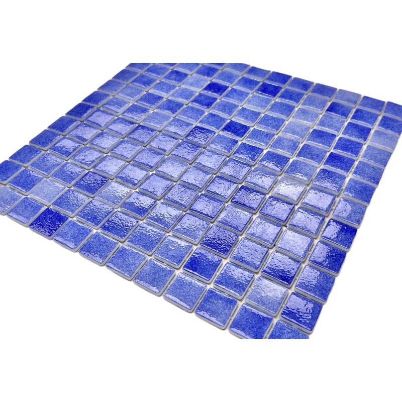 Tenedos Blue Recycled Glass Mosaic Tile Square 7/8 Inch Pattern