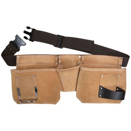 Task T77250 Weekend Warrior Work Apron, 5-pocket Leather Utility Belt with 2-Inch Wide Polymer Belt Quick Release Buckle - Adjusts from 36” - 54”