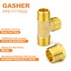 GASHER 2PCS Brass Male Tee Pipe Fitting T Adapter, 3