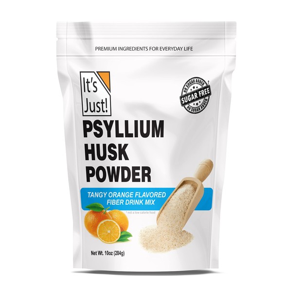 It's Just! - Psyllium Husk Powder, Easy Mixing Dietary Fiber, Cleanse Your Digestive System, Finely Ground Powder, Ideal for Keto Baking, Non-GMO (Tangy Orange, 10oz (Pack of 1))