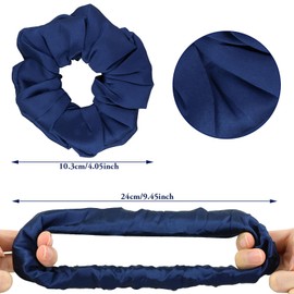2 Pcs Silk Hair Scrunchies for Frizz Prevention, 100% Mulberry Silk Hair Ties, Elastic ponytail Holders Silk Hair Scrunchies for Women Hair Breakage Prevention(Navy Blue)