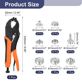 sourcing map 30Pcs Canvas Snap Kit, Fastener Tool Marine Grade Boat Canvas Snaps Heavy Duty Snap for Furniture Canvas Tent Boats, Silver