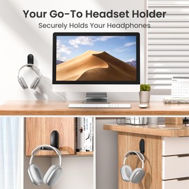 Itramax Headphone Stand,Foldable Headset Holder Under Desk,1 Pack Adhesive Headset Hanger,Wall Mount PC Gaming Headphone Hook Earphone Clamp Clip for AirPods Max,HyperX,PC Gaming Accessories-Black