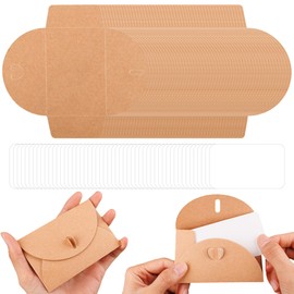 Framendino, 50 Pack Mini Envelopes with Heart Shaped Clasp and 50 Blank Cards for Present Wedding Greeting Mailing Business Invitation Card (4.1 x 2.8 inch)