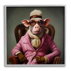 Stupell Industries Snazzy Animal Fashion Framed Giclee Art by Lazar Studio