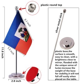 Haiti Haitian Desk Table Flag, Small Mini Haiti Haitian Desktop Flag,Miniature International World Country Flags,Festival Events Celebration,Office decoration