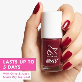 Olive & June Olive & June Quick Dry Nail Polish | Instant, Fast-Drying, Smudgeproof Color | Lasts up to 5 Days | Salon-Quality Manicure, Pedicure at Home | Cabernet | Wine Red