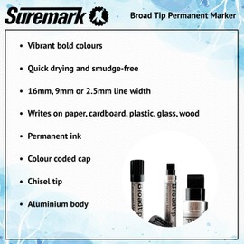 SureMark 2 x Alpha Broadtip Jumbo Permanent Marker Black