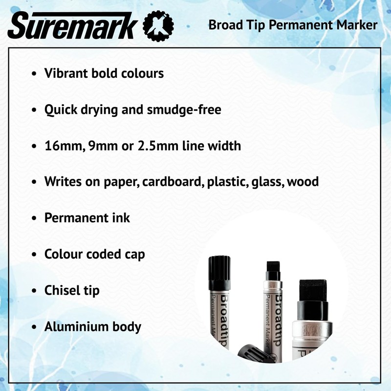 SureMark 2 x Alpha Broadtip Jumbo Permanent Marker Black