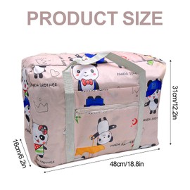 OVBOVA Large Storage Bag, Packing Bags for Moving, Moving Bags, Carry Bag, Grey Bear Pattern, Packaging Accessories with Strong Carry Handles and Zips, for Removals, Clothes, Bed Linen