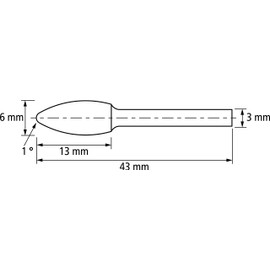 PFERD 21203633 Carbide Burr, Flame Shape B, Toothing 3 Plus, Burr Diameter 6 mm, Shaft Diameter 3 mm, Length 43 mm, for Universal Applications on The Most Important Industrial Materials