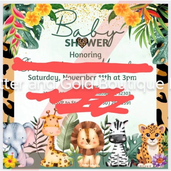 Digital Image Tropical Baby Shower Invitations - Customized