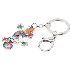 BONSNY Enamel Metal Gecko Lizard Key Chains Rings Gift For Women Girl Car Purse bag Rings Charms (Multicolor)